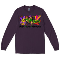 Plum peace love  mardi gras Long Sleeve Tee - AdoDesignShop