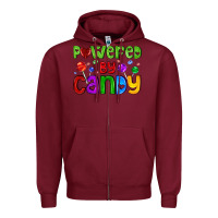 Burgundy powered by candy with lollipops Zipper Hoodie - AdoDesignShop