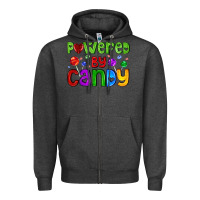 Charcoal Heather powered by candy with lollipops Zipper Hoodie - AdoDesignShop