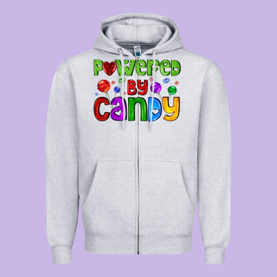 Powered By Candy With Lollipops Zipper Hoodie Designed By Adodesignshop