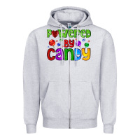 Heather Grey powered by candy with lollipops Zipper Hoodie - AdoDesignShop