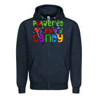 Navy powered by candy with lollipops Zipper Hoodie - AdoDesignShop