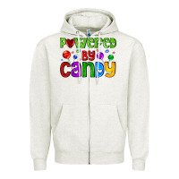 Oatmeal Heather powered by candy with lollipops Zipper Hoodie - AdoDesignShop