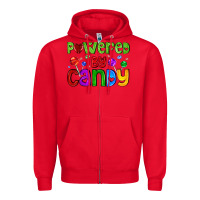 Red powered by candy with lollipops Zipper Hoodie - AdoDesignShop