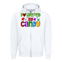 White powered by candy with lollipops Zipper Hoodie - AdoDesignShop
