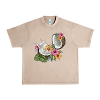 French Oak coconut with tropical leavers and flowers Urban Heavy Tee - BarkalooDesign