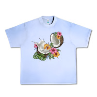 Grape Ice coconut with tropical leavers and flowers Urban Heavy Tee - BarkalooDesign