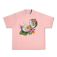 Salmon coconut with tropical leavers and flowers Urban Heavy Tee - BarkalooDesign