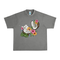 Tornado coconut with tropical leavers and flowers Urban Heavy Tee - BarkalooDesign