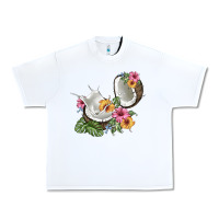 White coconut with tropical leavers and flowers Urban Heavy Tee - BarkalooDesign