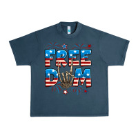 Midnight Navy Freedom rock hand Urban Heavy Tee - Neo Western