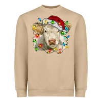 Mushroom charolais cattle cow with christmas lights and hat Heavyweight Sweatshirt - RanaPortraitStore