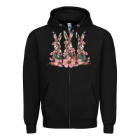 Black rabbits with blossom flower Zipper Hoodie - Artiststas