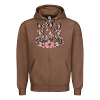 Chestnut rabbits with blossom flower Zipper Hoodie - Artiststas
