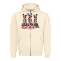 Sandshell rabbits with blossom flower Zipper Hoodie - Artiststas