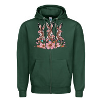 Sports Green rabbits with blossom flower Zipper Hoodie - Artiststas
