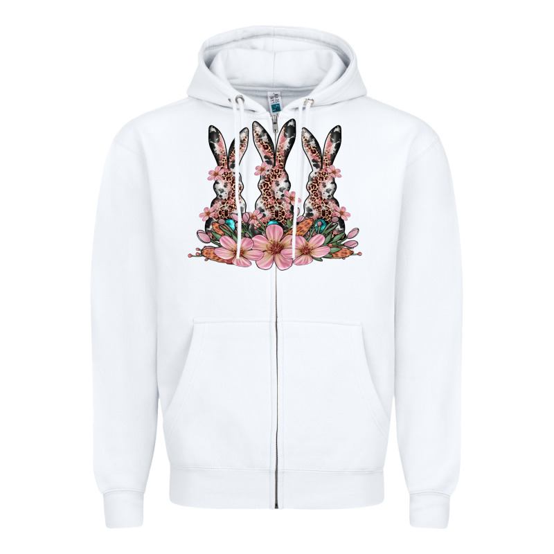 Rabbits With Blossom Flower Zipper Hoodie by Artiststas | Teevron