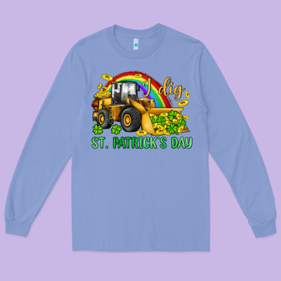 I Dig St Patrick S Day Bulldozer Long Sleeve Tee Designed By Jahusdesignshop