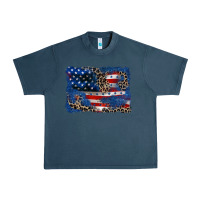 Midnight Navy Leopard glitter American flag 4th of july Urban Heavy Tee - CowGirlArtShop