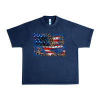 Navy Leopard glitter American flag 4th of july Urban Heavy Tee - CowGirlArtShop