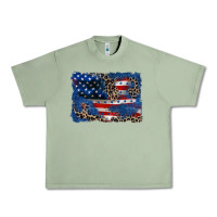 Oil Green Leopard glitter American flag 4th of july Urban Heavy Tee - CowGirlArtShop