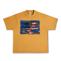 Peanut Butter Leopard glitter American flag 4th of july Urban Heavy Tee - CowGirlArtShop
