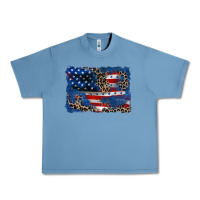Pebble Blue Leopard glitter American flag 4th of july Urban Heavy Tee - CowGirlArtShop