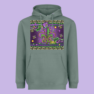 Mardi Gras Fleur De Lis Heavyweight Hoodie Designed By Maliassmallbusiness