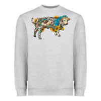 Heather Grey charolais bull with sunflowers and gemstone western patterns Heavyweight Sweatshirt - RanaPortraitStore