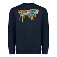 Navy charolais bull with sunflowers and gemstone western patterns Heavyweight Sweatshirt - RanaPortraitStore