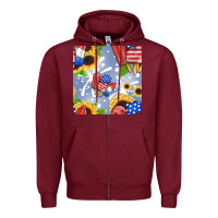 Burgundy patriotic popsicle Zipper Hoodie - BundleAndBundleShop