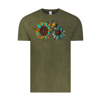 Vintage Olive western sunflowers Vintage Tee - RanaPortraitStore