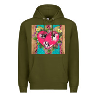 Army Green v.d cow and heart Premium Hoodie - AdoDesignShop