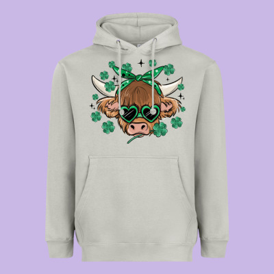 St Patrick's Day Cow Heavyweight Hoodie Designed By Maliassmallbusiness