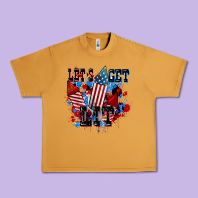 Let's Get Lit 4th Of July Urban Heavy Tee Designed By Cowgirlartshop
