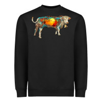 Black charolais bull with desert and leopard Heavyweight Sweatshirt - RanaPortraitStore