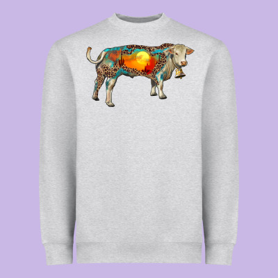 Charolais Bull With Desert And Leopard Heavyweight Sweatshirt Designed By Ranaportraitstore