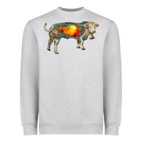 Heather Grey charolais bull with desert and leopard Heavyweight Sweatshirt - RanaPortraitStore