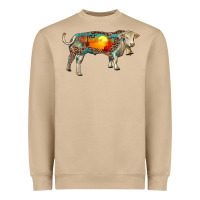 Mushroom charolais bull with desert and leopard Heavyweight Sweatshirt - RanaPortraitStore