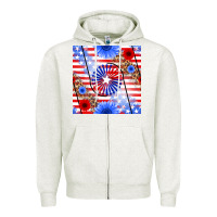 Oatmeal Heather patriotic usa flag and sunflower Zipper Hoodie - BundleAndBundleShop