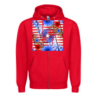 Red patriotic usa flag and sunflower Zipper Hoodie - BundleAndBundleShop