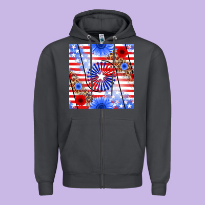Patriotic Usa Flag And Sunflower Zipper Hoodie Designed By Bundleandbundleshop