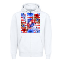 White patriotic usa flag and sunflower Zipper Hoodie - BundleAndBundleShop