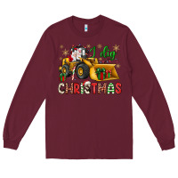 Burgundy i dig Christmas bulldozer santa Long Sleeve Tee - JahusDesignShop