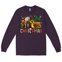Plum i dig Christmas bulldozer santa Long Sleeve Tee - JahusDesignShop