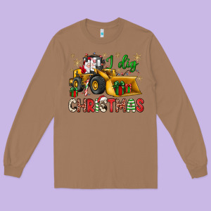 I Dig Christmas Bulldozer Santa Long Sleeve Tee Designed By Jahusdesignshop