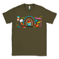 Army Green teacher life rainbow frosted Classic Tee - JahusDesignShop