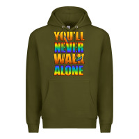 Army Green Lgbtq You'll Never Walk Alone With Peace Premium Hoodie - BundleAndBundleShop