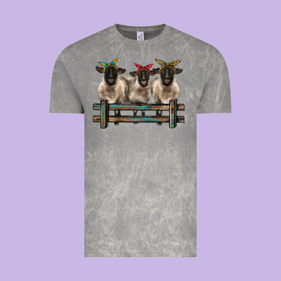 3 Sheeps Suffolk Ewe With Bandanas And Fence Vintage Tee Designed By Barkaloodesign