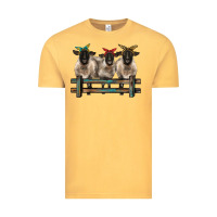 Vintage Mustard 3 sheeps suffolk ewe with bandanas and fence Vintage Tee - BarkalooDesign